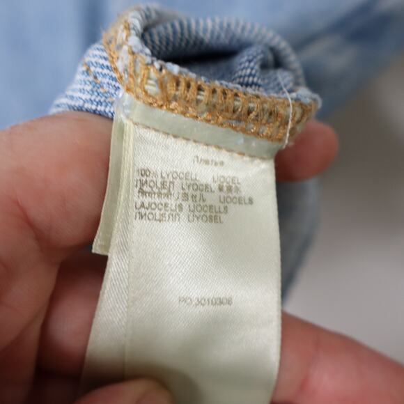 7 FOR ALL MANKIND NEW Denim Lustre Belted Mini Dress Volcano Blue Women's XS - Picture 14 of 14